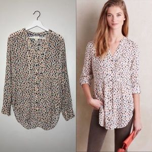 Anthropologie Maeve Calia cream printed tunic top